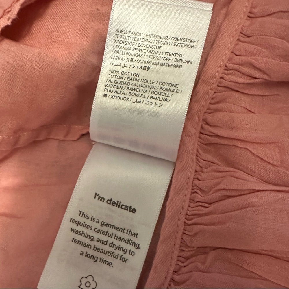 Farm Rio Anthropologie Blush Pink Wrap Blouse Top Size Medium - Picture 8 of 11